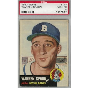 1953 Topps Baseball #147 Warren Spahn PSA 4 (VG-EX) *0522 (Reed Buy)