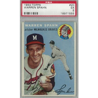 1954 Topps Baseball #20 Warren Spahn PSA 5 (EX) *1555 (Reed Buy)