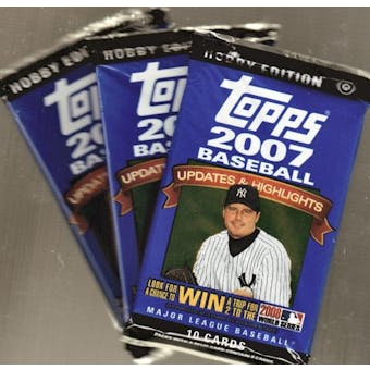 2007 Topps Updates & Highlights Baseball Hobby Pack- 3 Pack Lot