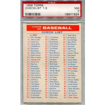1956 Topps Baseball Checklist 1/3 PSA 7 (NM) *1924 (Reed Buy)