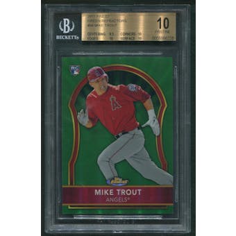 2011 Topps Finest Baseball #94 Mike Trout Green Refractor Rookie #082/199 BGS 10 (PRISTINE)