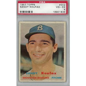 1957 Topps Baseball #302 Sandy Koufax PSA 4 (VG-EX) *1836 (Reed Buy)
