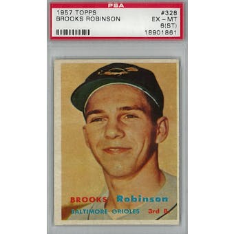 1957 Topps Baseball #328 Brooks Robinson RC PSA 6ST (EX-MT) *1861 (Reed Buy)