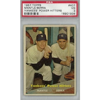 1957 Topps Baseball #407 Yankees' Power Hitters (Reed Buy)