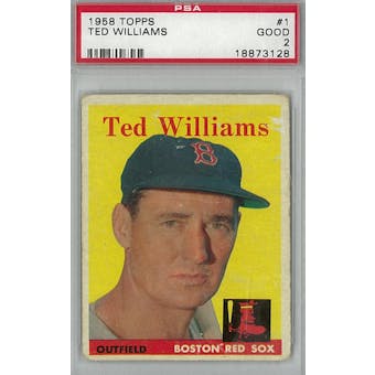 1958 Topps Baseball #1 Ted Williams PSA 2 (Good) *3128 (Reed Buy)