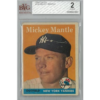 1958 Topps Baseball #150 Mickey Mantle BVG 2 (Good) *2885 (Reed Buy)