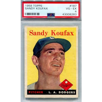 1958 Topps Baseball #187 Sandy Koufax PSA 4 (VG-EX) *8283 (Reed Buy)