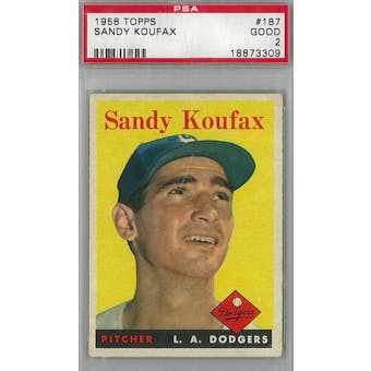 1958 Topps Baseball #187 Sandy Koufax PSA 2 (Good) *3309 (Reed Buy)