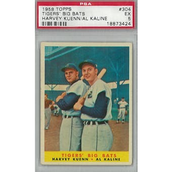 1958 Topps Baseball #304 Tigers' Big Bats PSA 5 (EX) *3424 (Reed Buy)