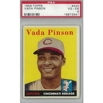 1958 Topps Baseball #420 Vada Pinson RC PSA 4 (VG-EX) *3541 (Reed Buy)