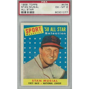 1958 Topps Baseball #476 Stan Musial AS PSA 6 (EX-MT) *1077 (Reed Buy)