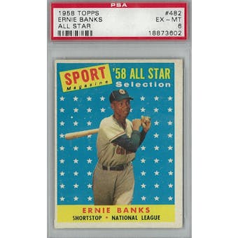 1958 Topps Baseball #482 Ernie Banks AS PSA 6 (EX-MT) *3602 (Reed Buy)