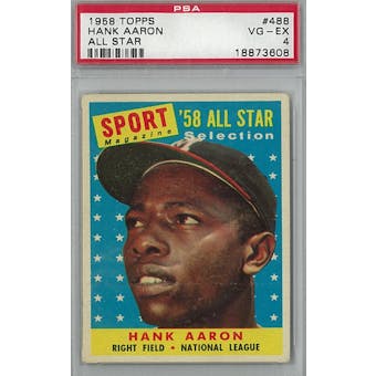 1958 Topps Baseball  #488 Hank Aaron AS PSA 4 (VG-EX) *3608 (Reed Buy)