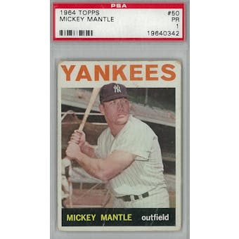 1964 Topps Baseball #50 Mickey Mantle PSA 1 (Poor) *0342 (Reed Buy)