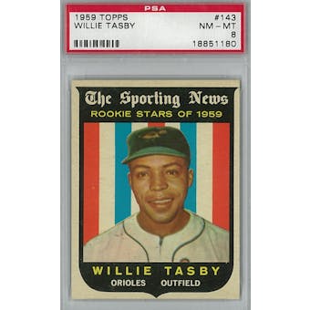 1959 Topps Baseball #143 Willie Tasby PSA 8 (NM-MT) *1180 (Reed Buy)