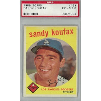 1959 Topps Baseball #163 Sandy Koufax PSA 6 (EX-MT) *1934 (Reed Buy)