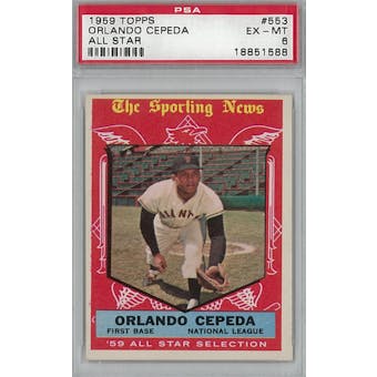 1959 Topps Baseball #553 Orlando Cepeda AS PSA 6 (EX-MT) *1588 (Reed Buy)