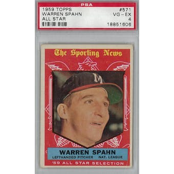 1959 Topps Baseball #571 Warren Spahn AS PSA 4 (VG-EX) *1606 (Reed Buy)
