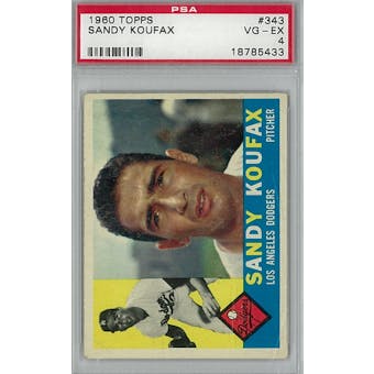 1960 Topps Baseball  #343 Sandy Koufax PSA 4 (VG-EX) *5433 (Reed Buy)