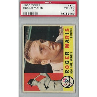 1960 Topps Baseball #377 Roger Maris PSA 4 (VG-EX) *5459 (Reed Buy)
