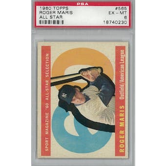 1960 Topps Baseball #565 Roger Maris AS PSA 6 (EX-MT) *0230 (Reed Buy)