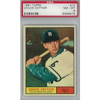 1961 Topps Baseball #13 Chuck Cottier PSA 8 (NM-MT) *8978 (Reed Buy)
