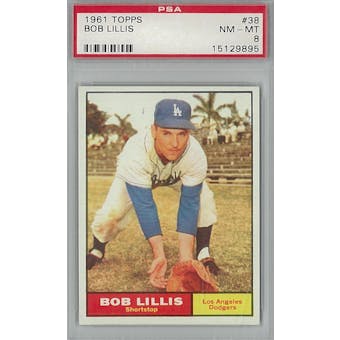 1961 Topps Baseball #38 Bob Lillis PSA 8 (NM-MT) *9895 (Reed Buy)