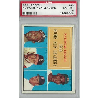 1961 Topps Baseball #43 NL HR Leaders PSA 6 (EX-MT) *9008 (Reed Buy)