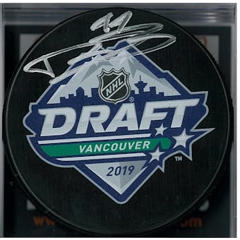 Bowen Byram Autographed 2019 NHL Draft Hockey Puck (DACW COA)