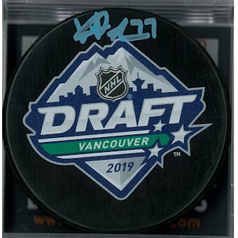Kirby Dach Autographed 2019 NHL Draft Hockey Puck (DACW COA)