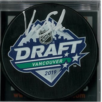 Victor Soderstrom Autographed 2019 NHL Draft Hockey Puck (DACW COA)