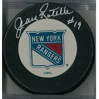 Jean Ratelle Autographed New York Rangers Hockey Puck (AJSW COA)