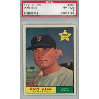 1961 Topps Baseball #236 Don Gile PSA 8 (NM-MT) *9189 (Reed Buy)