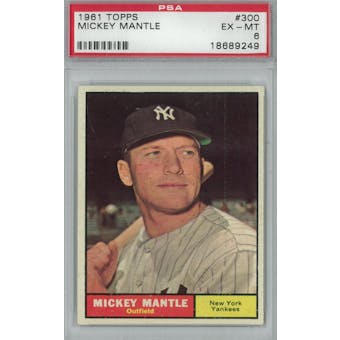 1961 Topps Baseball #300 Mickey Mantle PSA 6 (EX-MT) *9249 (Reed Buy)