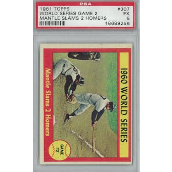 1961 Topps Baseball #307 WS Game 2 Mantle PSA 5 (EX) *9256 (Reed Buy)