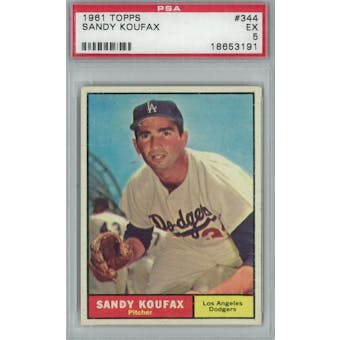 1961 Topps Baseball #344 Sandy Koufax PSA 5 (EX) *3191 (Reed Buy)