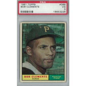 1961 Topps Baseball #388 Roberto Clemente PSA 3 (VG) *3226 (Reed Buy)