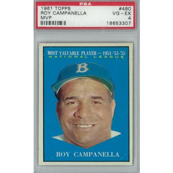 1961 Topps Baseball #480 Roy Campanella MVP PSA 4 (VG-EX) *3307 (Reed Buy)