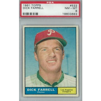1961 Topps Baseball #522 Dick Farrell PSA 8 (NM-MT) *3683 (Reed Buy)
