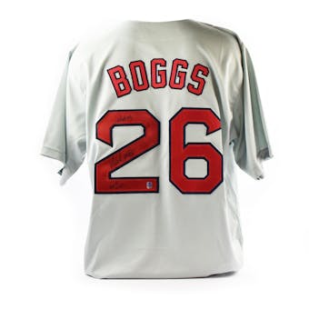 Wade Boggs Autographed Boston Red Sox Custom Baseball Jersey w/ HOF Inscription (DACW COA)
