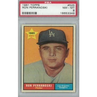 1961 Topps Baseball #525 Ron Perranoski PSA 8 (NM-MT) *3346 (Reed Buy)