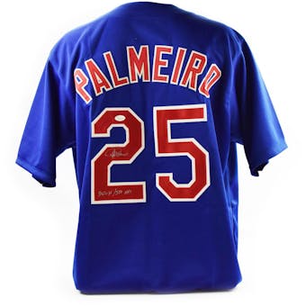 Rafael Palmeiro Autographed Chicago Cubs Custom Baseball Jersey w/ Inscription (JSA COA)