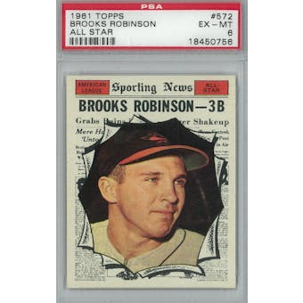 1961 Topps Baseball #572 Brooks Robinson AS PSA 6 (EX-MT) *0756 (Reed Buy)