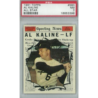 1961 Topps Baseball #580 Al Kaline AS PSA 7 (NM) *3398  (Reed Buy)