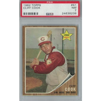 1962 Topps Baseball #41 Cliff Cook PSA 7 (NM) *6239 (Reed Buy)