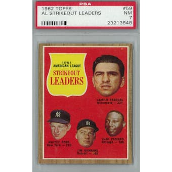 1962 Topps Baseball #59 AL Strikeout Leaders PSA 7 (NM) *3848 (Reed Buy)