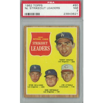 1962 Topps Baseball #60 NL Strikeout Leaders PSA 7 (NM) *3821 (Reed Buy)