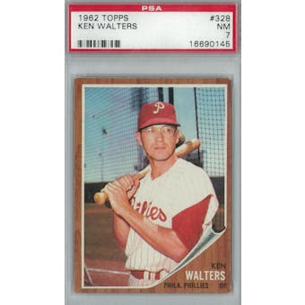 1962 Topps Baseball #328 Ken Walters PSA 7 (NM) *0145 (Reed Buy)