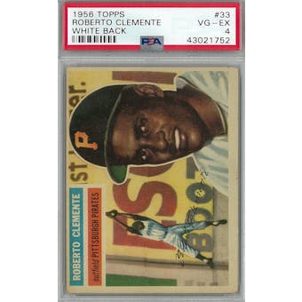 1956 Topps Baseball #33 Roberto Clemente WB PSA 4 (VG-EX) *1752 (Reed Buy)