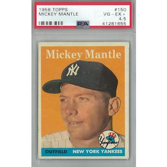 1958 Topps Baseball #150 Mickey Mantle PSA 4.5 (VG-EX) *1655 (Reed Buy)